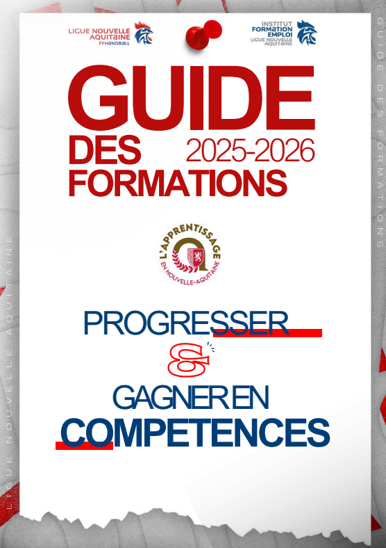 premiere page du guide des formations de la Ligue Nouvelle Aquitaine de handball 2025-26